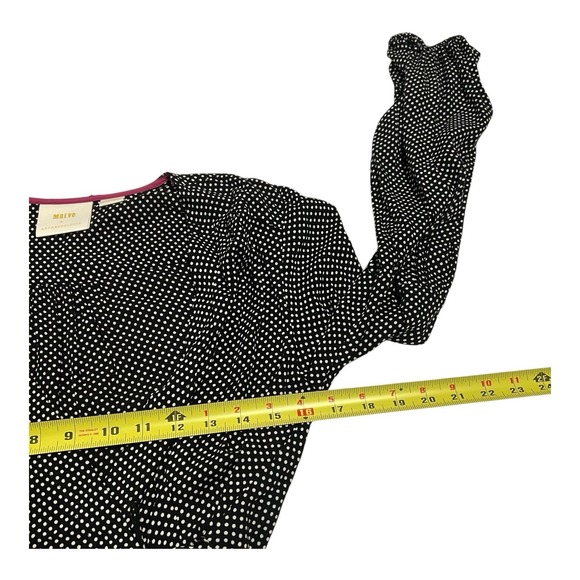 Anthropologie Womens Maeve Wrap Blouse Top Black White Polka Dot Size 4 - Picture 5 of 15